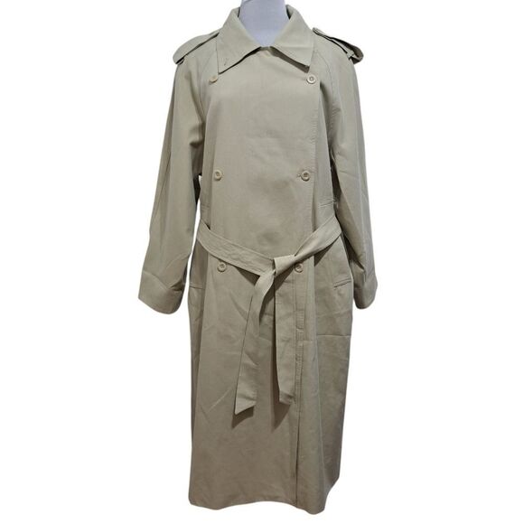 Zhou Mo Oversized Trench Coat Tencel Belted No Size Tag Medium Light Olive NWT - Picture 5 of 17